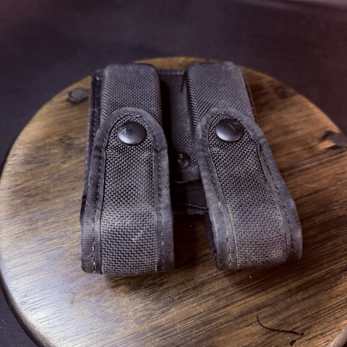 Safariland Double Pistol Magazine Pouch Black Nylon 2.25" Loop Black Snaps 4110