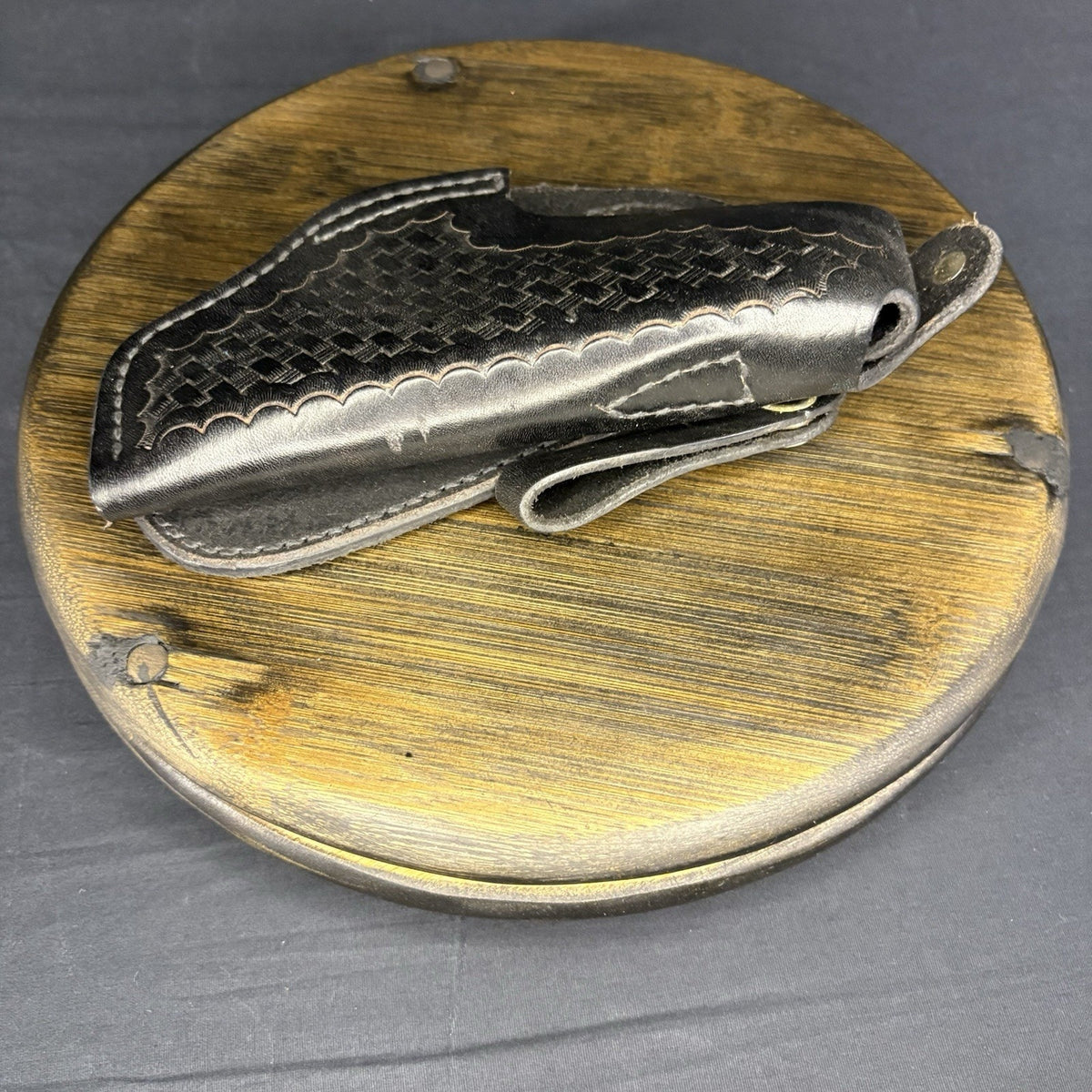 Tex Shoemaker 11PL Black Basket Leather OWB Paddle Holster For S&W K Revolver 3”