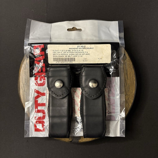 Safariland 377 GLOCK 17/ 22 Double Magazine Holder Pouch Plain Leather Chrome