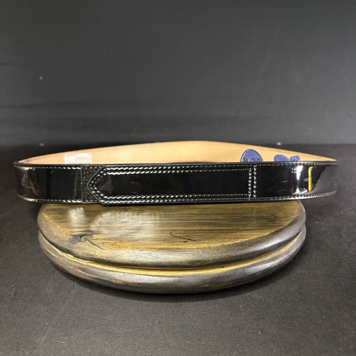 DutyMan Duty Belt Size 42" Plain Black Hi-Gloss Leather 1.5" Wide 1331
