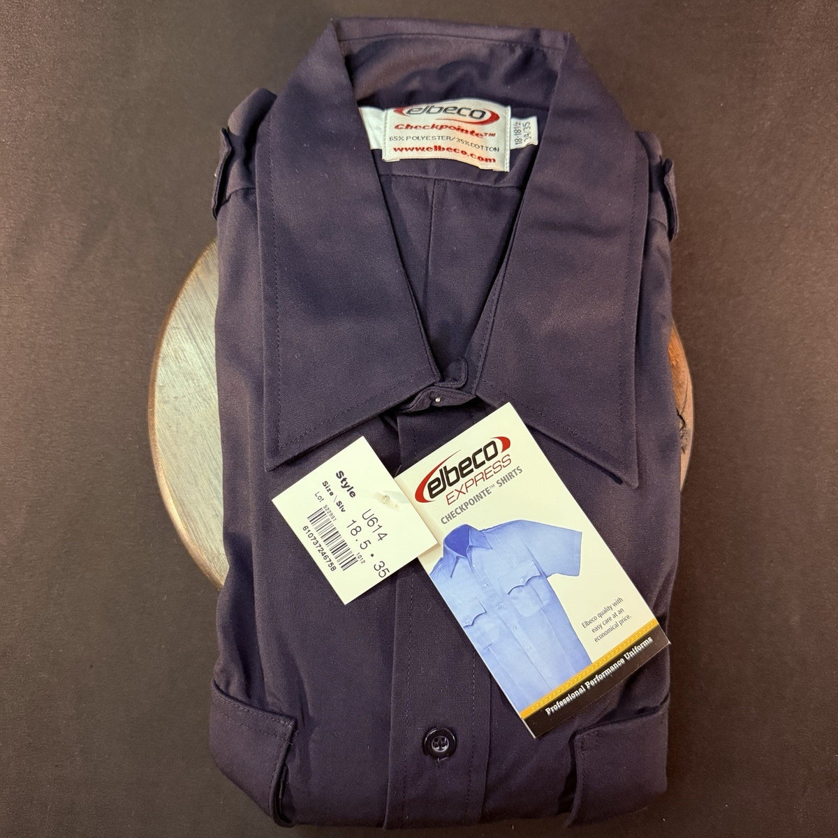 Elbeco Long Sleeve Service Shirt Size 2XL 18.5 Dark Navy Class A Uniform Button
