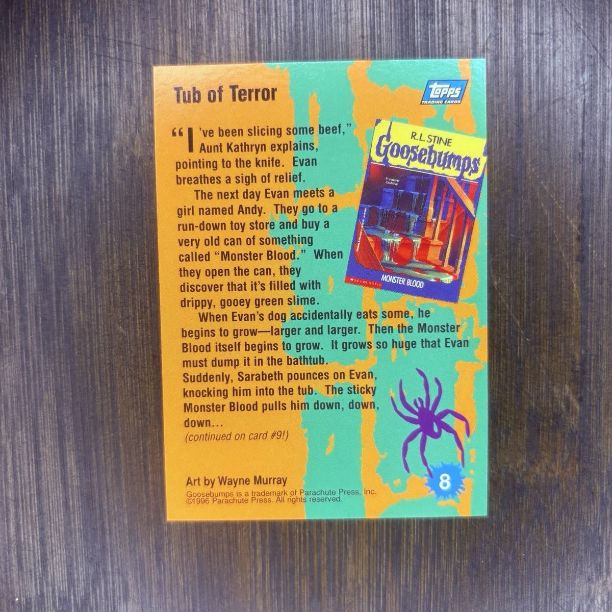 1996 Goosebumps "Tub of Terror" #8 High Grade Topps Trading Card -See Photos-