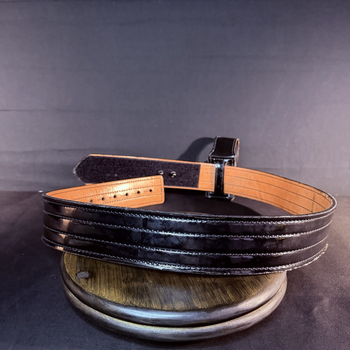 Don Hume Duty Belt Size 40" Black High Gloss Leather B120 w/Mace Pouch 2.25"