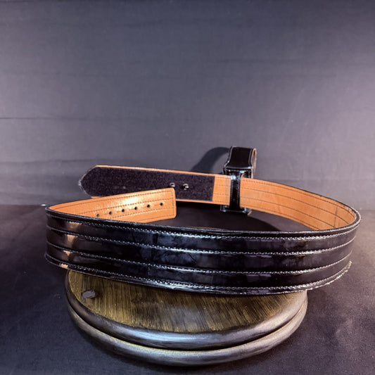 Don Hume Duty Belt Size 40" Black High Gloss Leather B120 w/Mace Pouch 2.25"