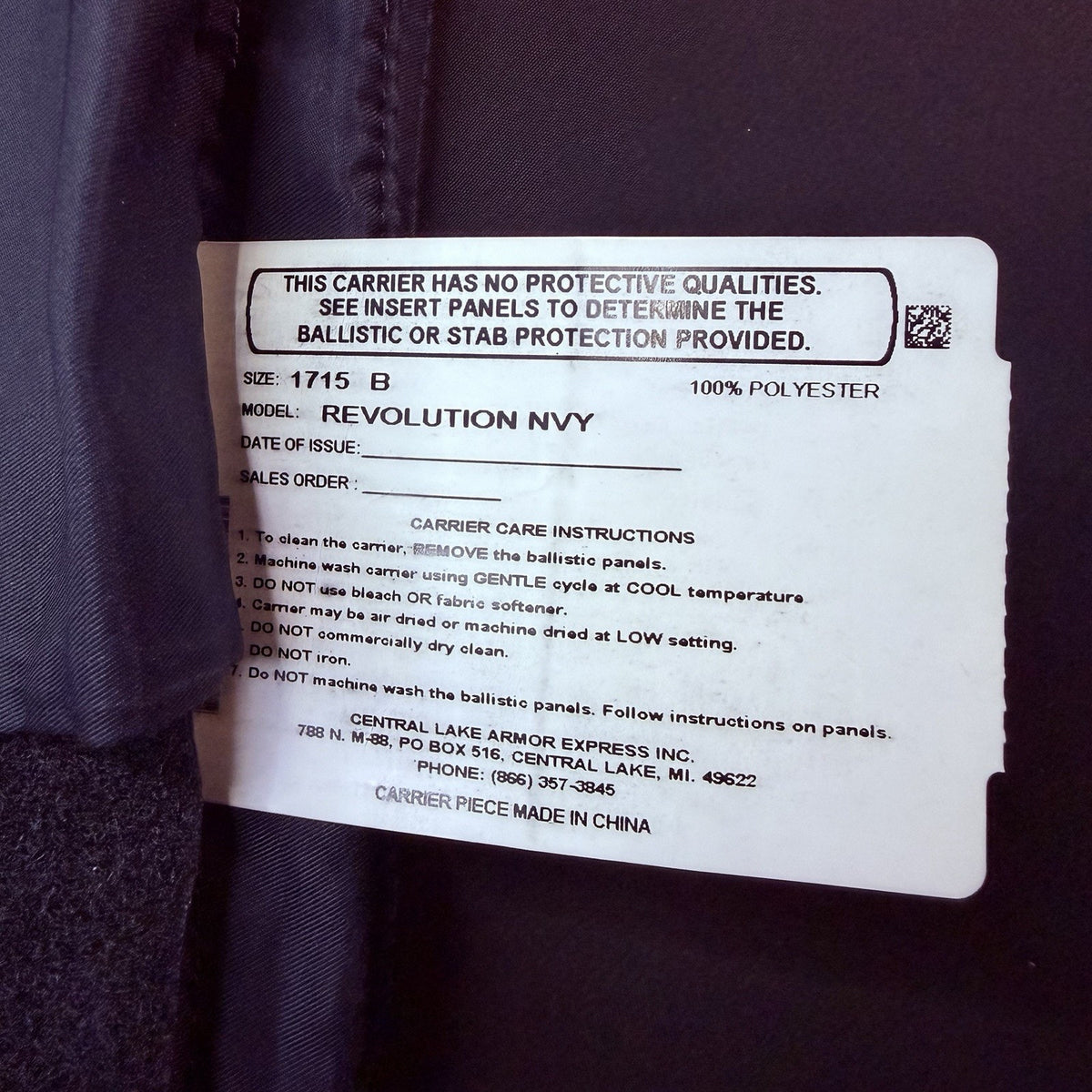 Armor Express Concealable Carrier Vest Size Medium Blue Revolution (No Armor)