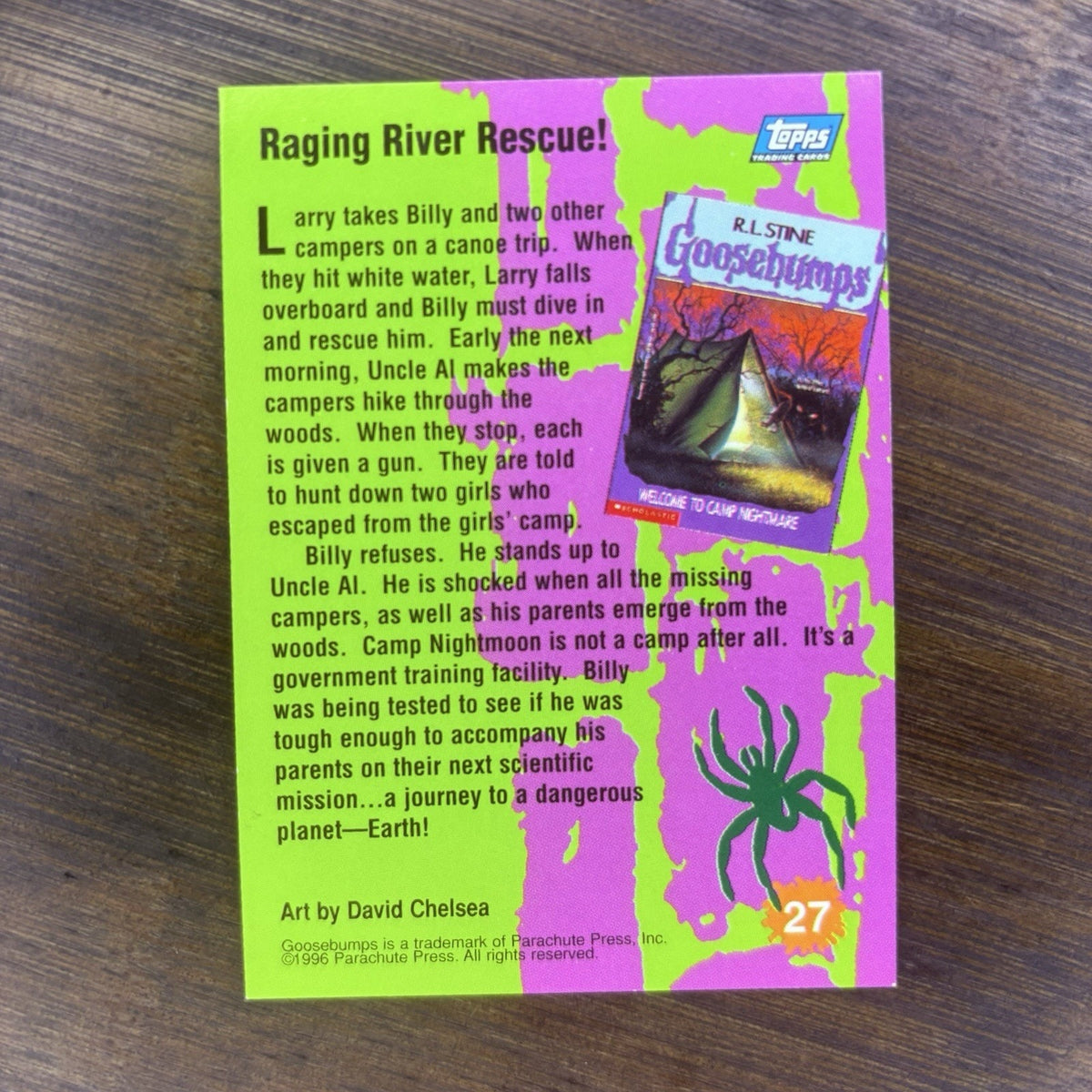 1996 Topps Goosebumps #27 Raging River Rescue! High Grade Trading Card See Photo