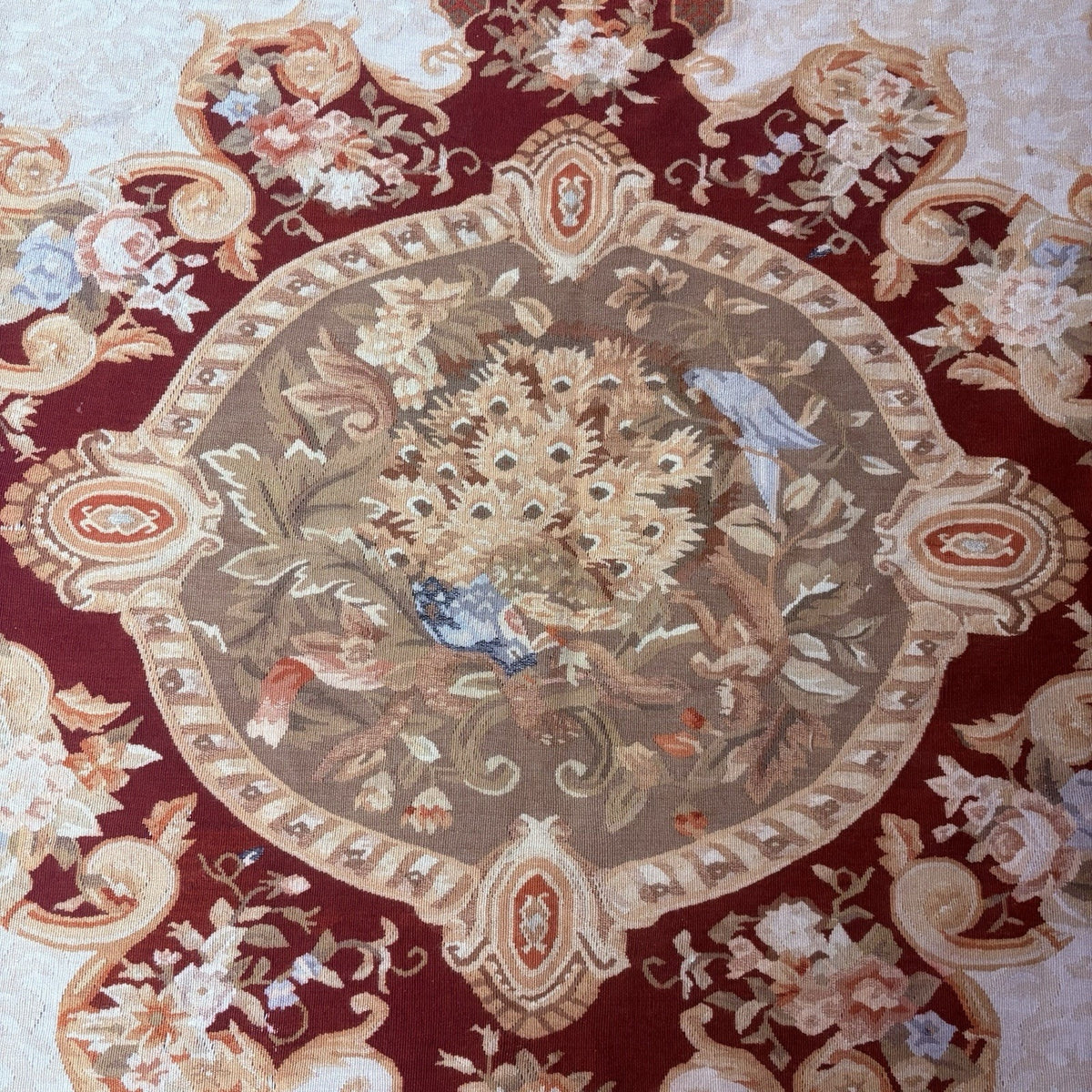 Antique French Tapestry 10x8, 19th Century, Hand Woven Aubusson Dragons