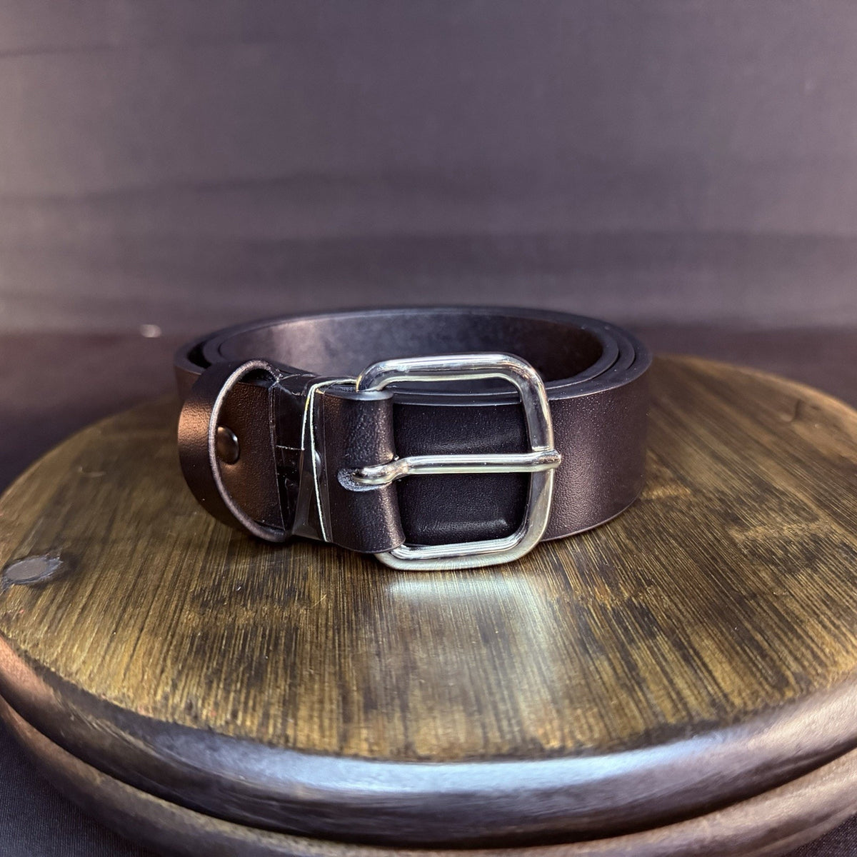 Securitas Leather Dress Belt Size 36" Plain Black 1.25" Wide Nickel Buckle GA636