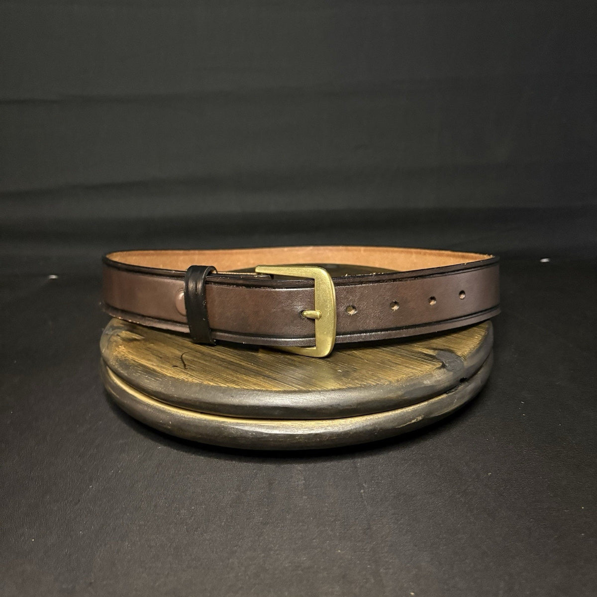 DutyMan Garrison Belt Size 32" Brown Leather Brass Buckle 1.5" Wide 1512U