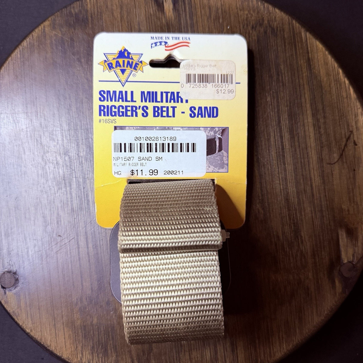 Raine Military Riggers Belt Size Small 27"- 31" Sand 1.75" Nylon, Metal Buckle