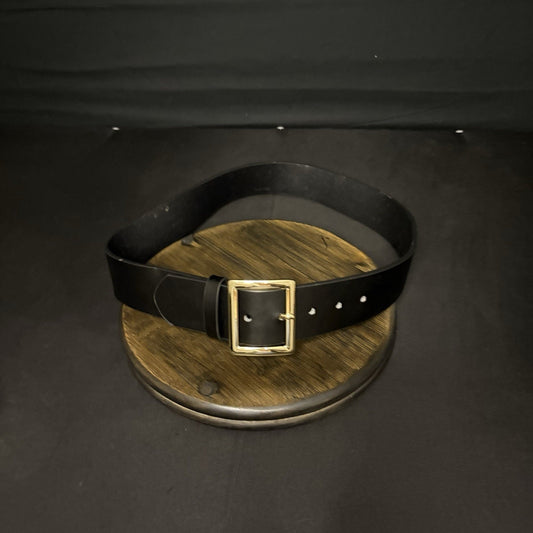 Galls Off Duty Belt Size 32” Plain Black Leather w/ Chrome Buckle LP1213 Law Pro