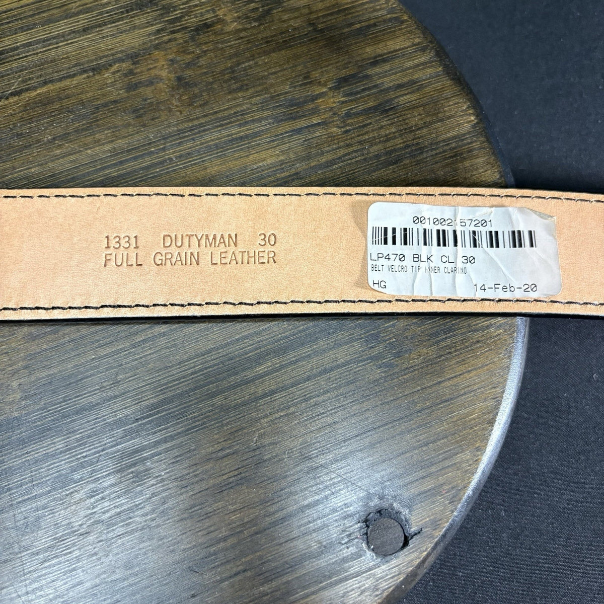DutyMan Duty Belt Size 30" Plain Black Hi-Gloss Leather 1.5" Wide 1331