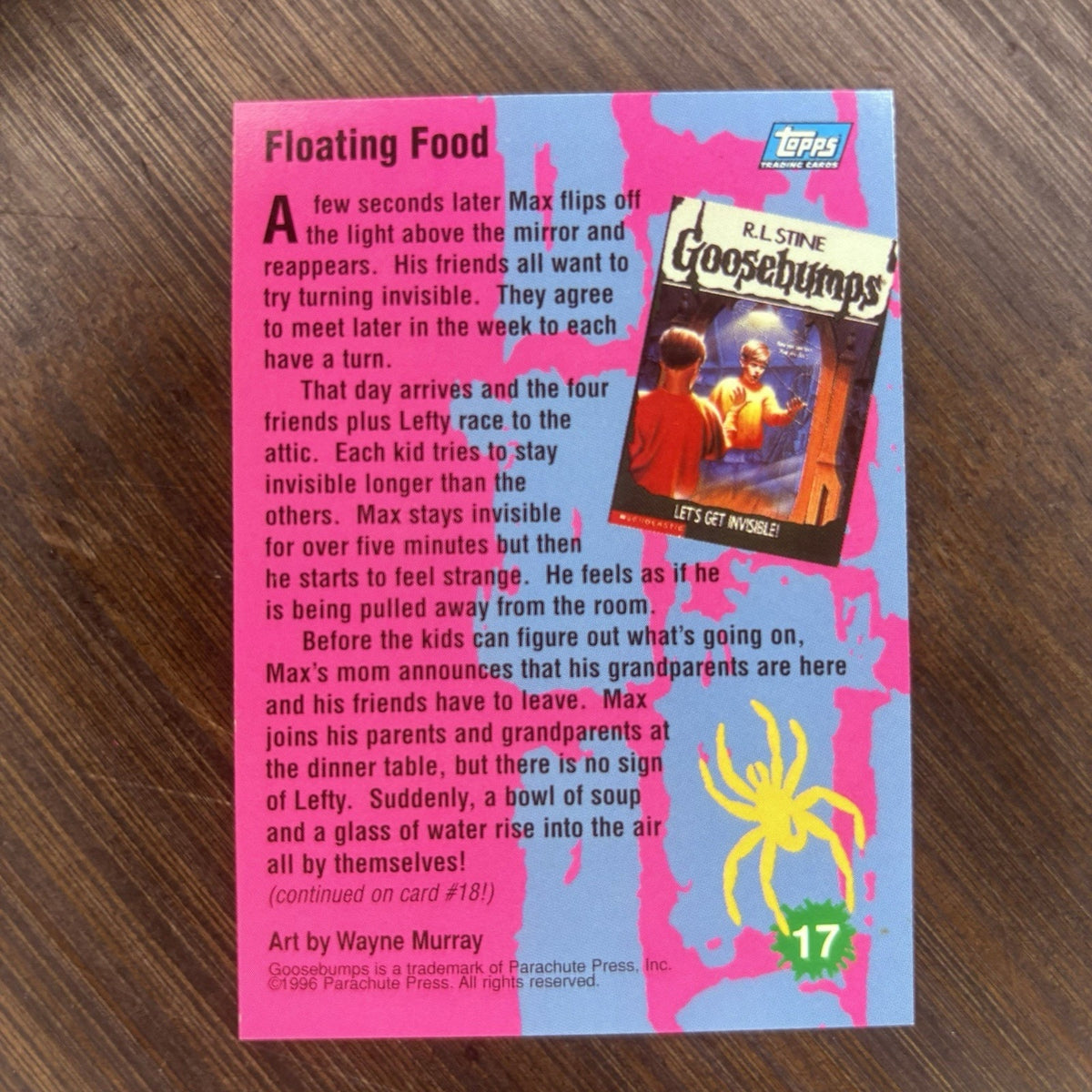 1996 Goosebumps Card Floating Food RL Stine #17 Topps