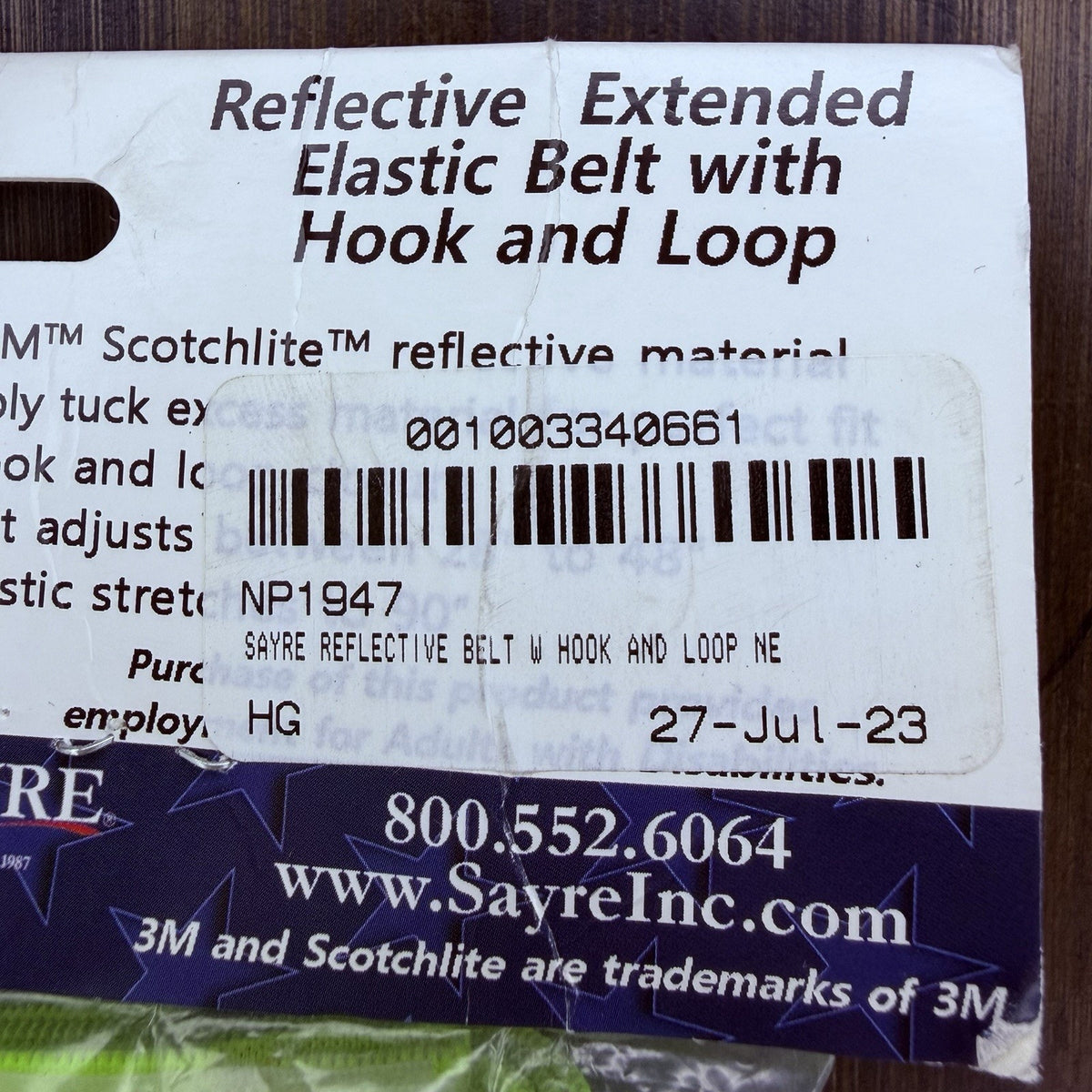 Sayre Reflective Belt Size Universal Elastic Hook And Loop 500 Candle Power 3M