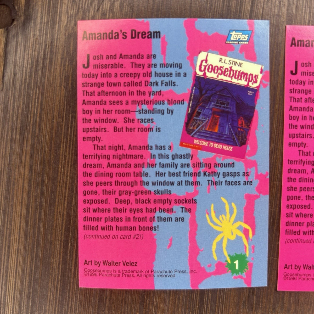 1996 Goosebumps Amanda's Dream Lot Of (2) High Grade Topps Trading Cards