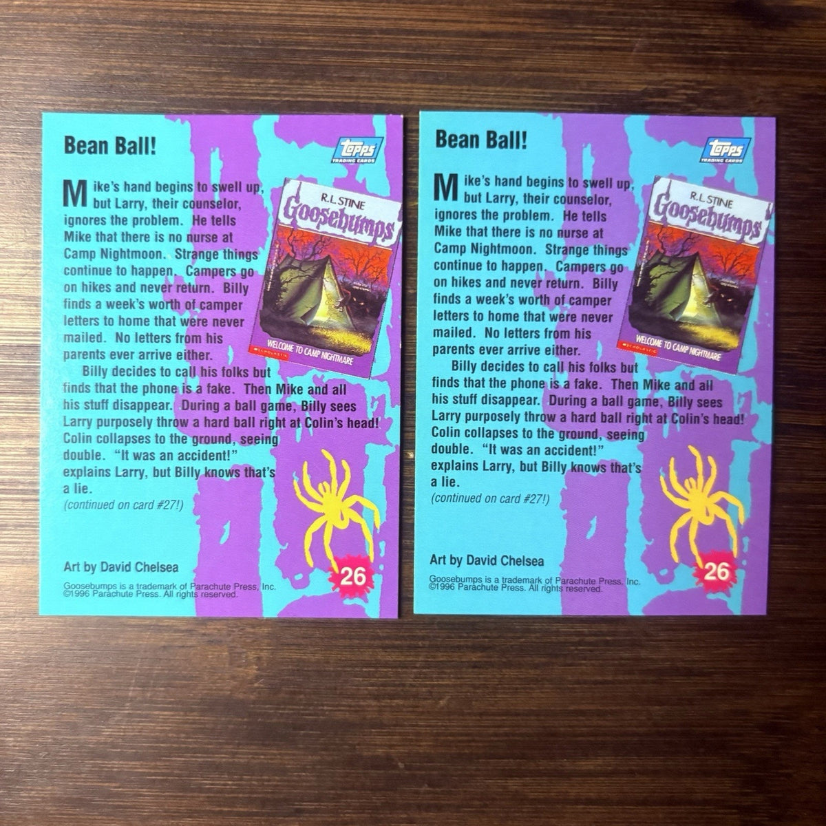 1996 Topps Goosebumps Bean Ball! #26 Lot Of (2) High Grade Trading Card