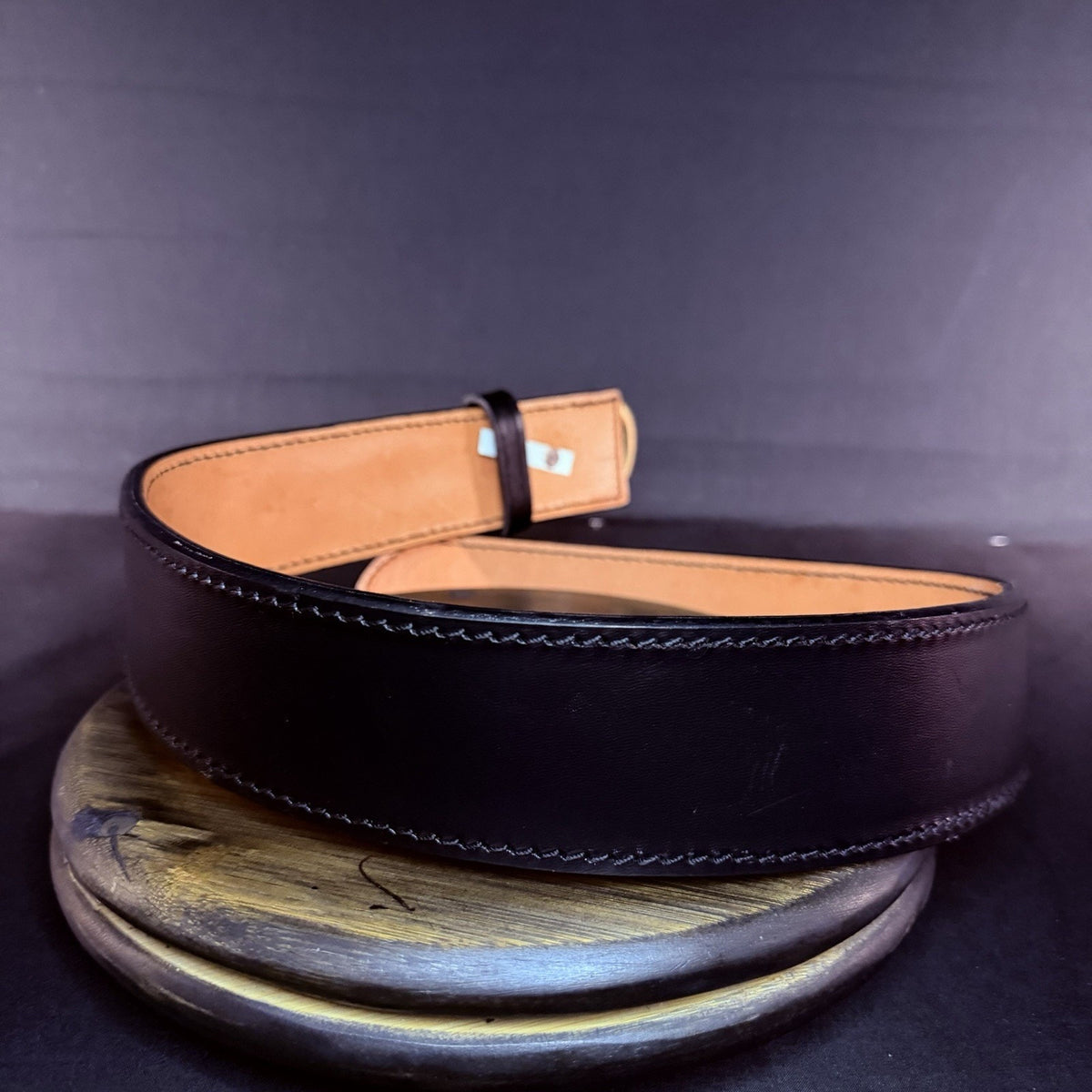 Dutyman River Belt Size 30" Black Plain Leather 2.25" Wide Brass Buckle 1111