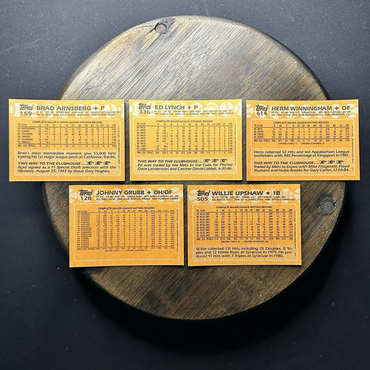 1988 Topps High Grade Cards #159, #336, #614, #128, #505 MLB Baseball (Lot Of 5)