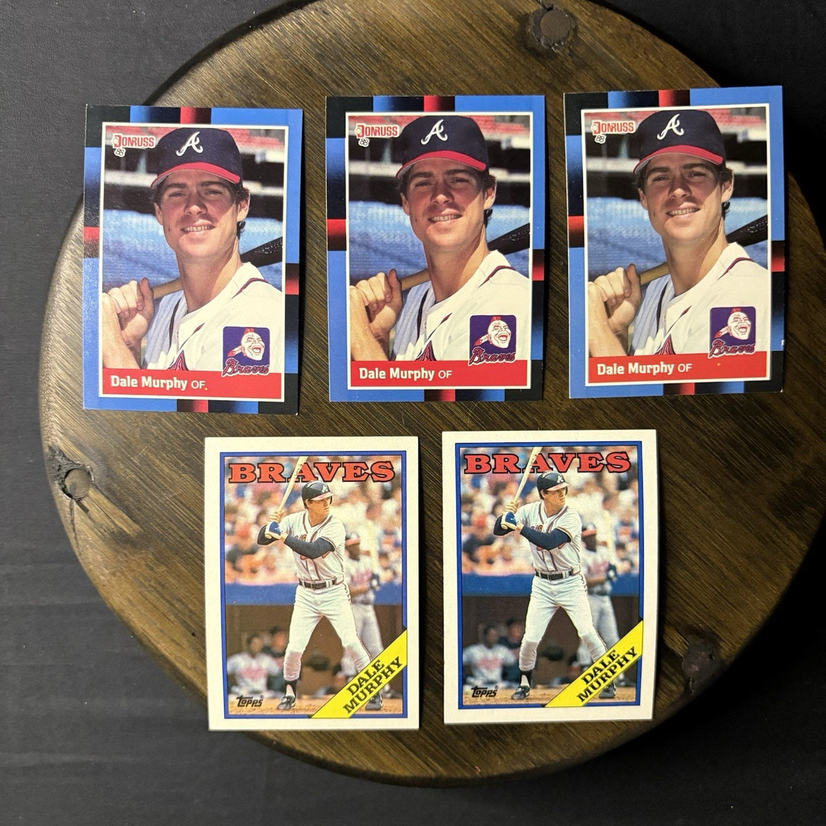Dale Murphy 1988 (5) Card Lot Topps - #90 / Donruss #78 HIGH GRADE See Photos