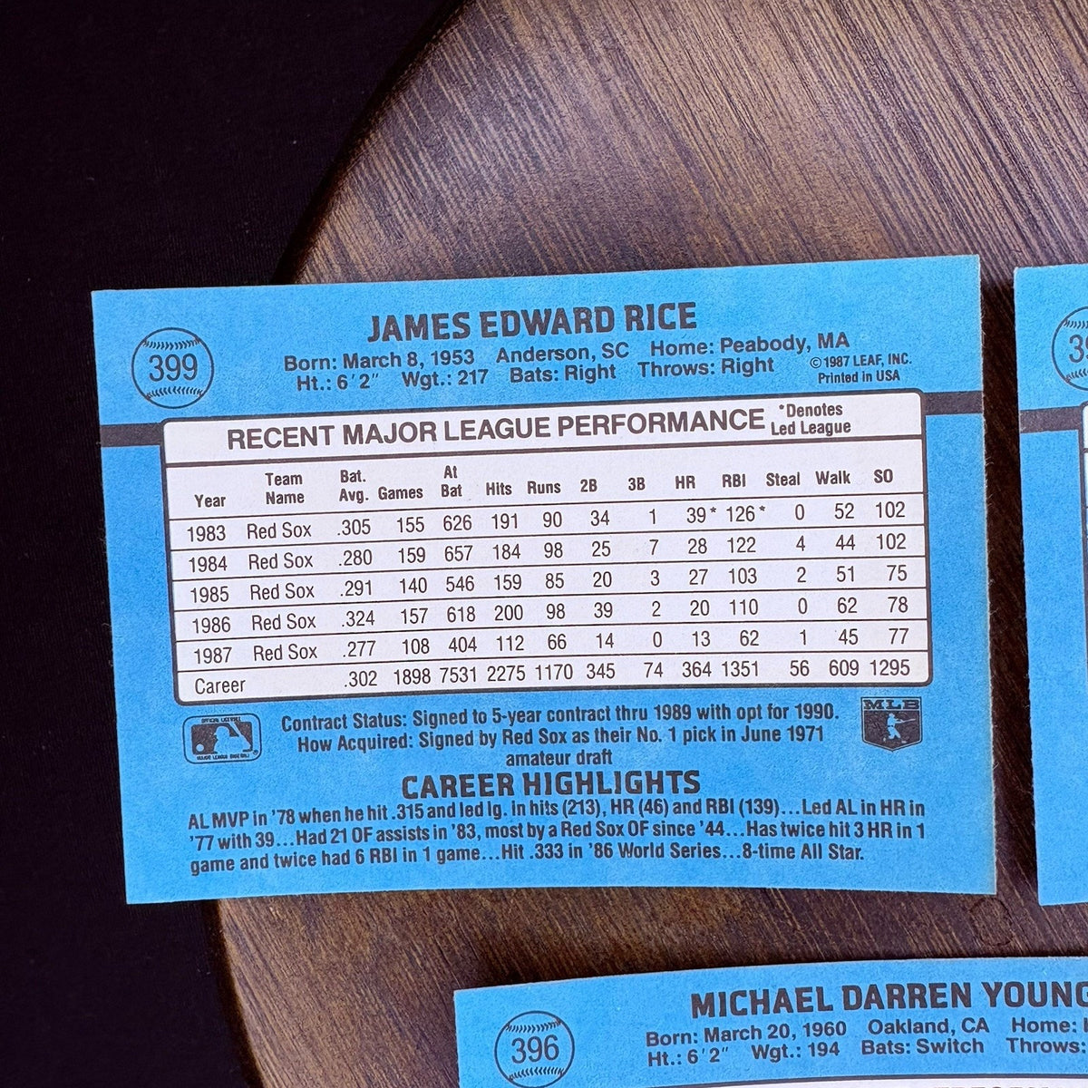 Donruss 1988 High Grade Cards #399, #398, #397, #396, #534 MLB Baseball (Lot 5)