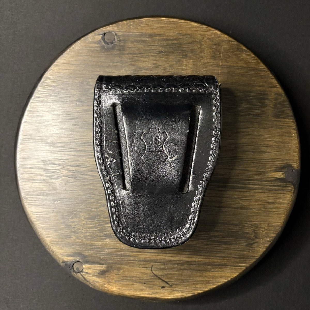 JS Leather Basket Weave Handcuff Case Law Enforcement Hidden Snap