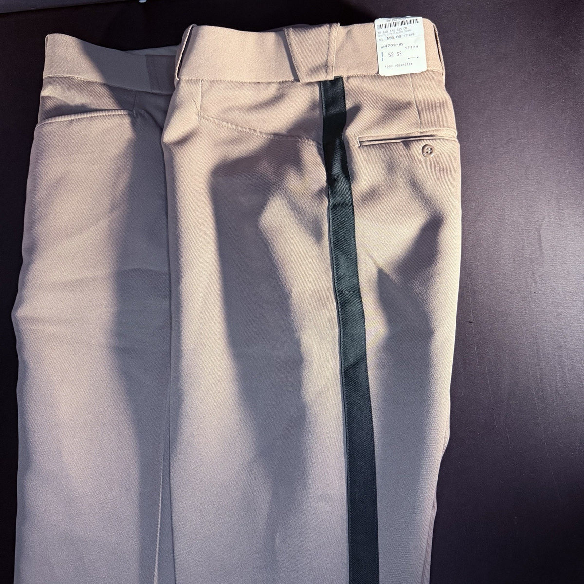Flying Cross Striped Trouser Pants Size 52" Navajo Beige With Green Stripe