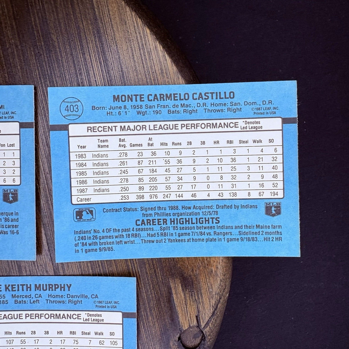 Donruss 1988 High Grade Cards #401, #402, #403, #404, #405 MLB Baseball (Lot 5)
