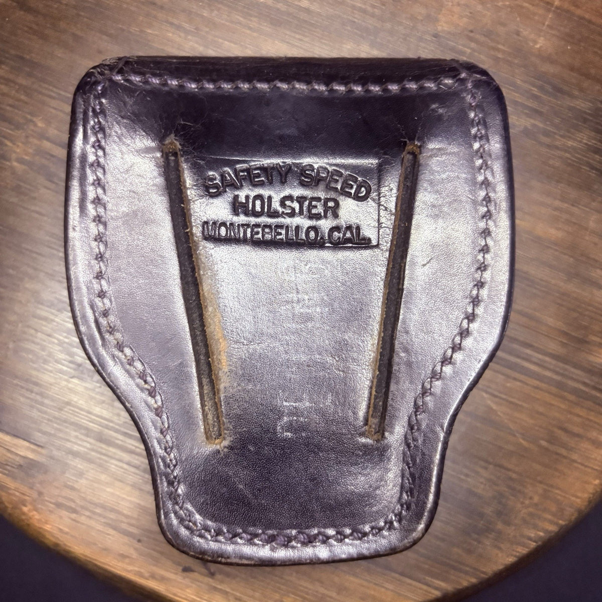 Safety Speed Handcuff Case Holster Leather Basket Weave Chrome Snap Made In USA