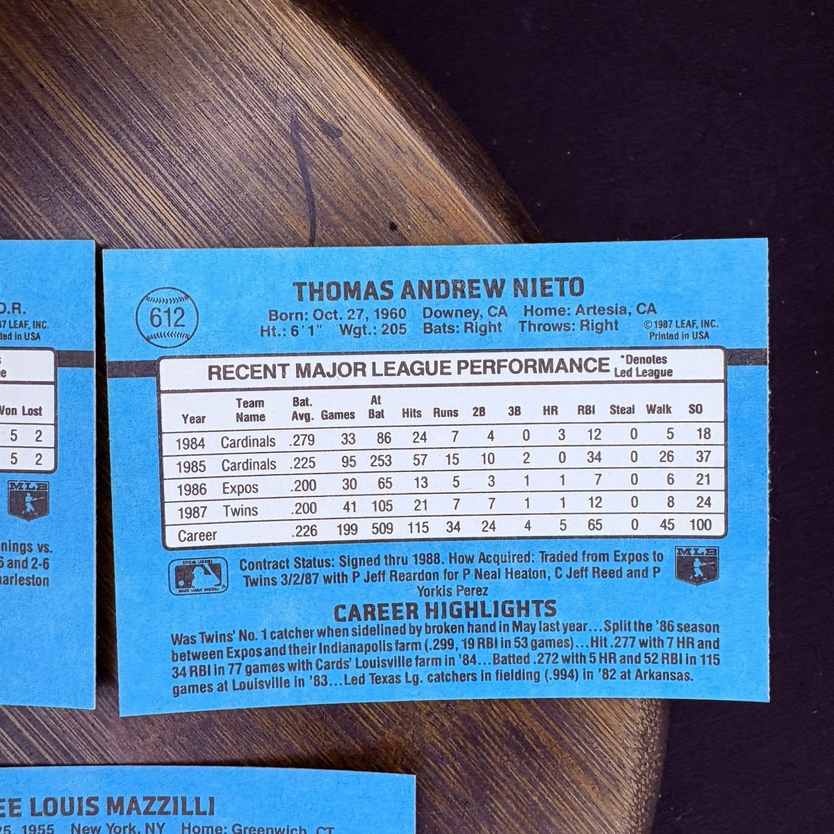 Donruss 1988 High Grade Cards #610, #611, #612, #613, #614 MLB Baseball (Lot 5)