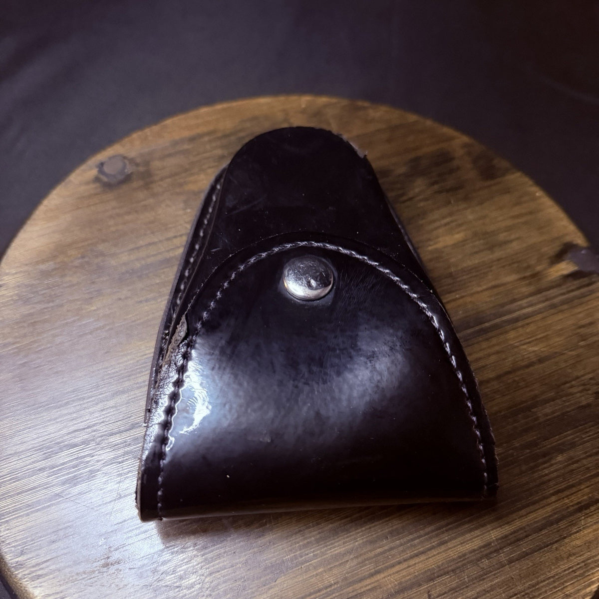 Gould & Goodrich Handuff Case Black High Gloss Leather Nickle Snap H80