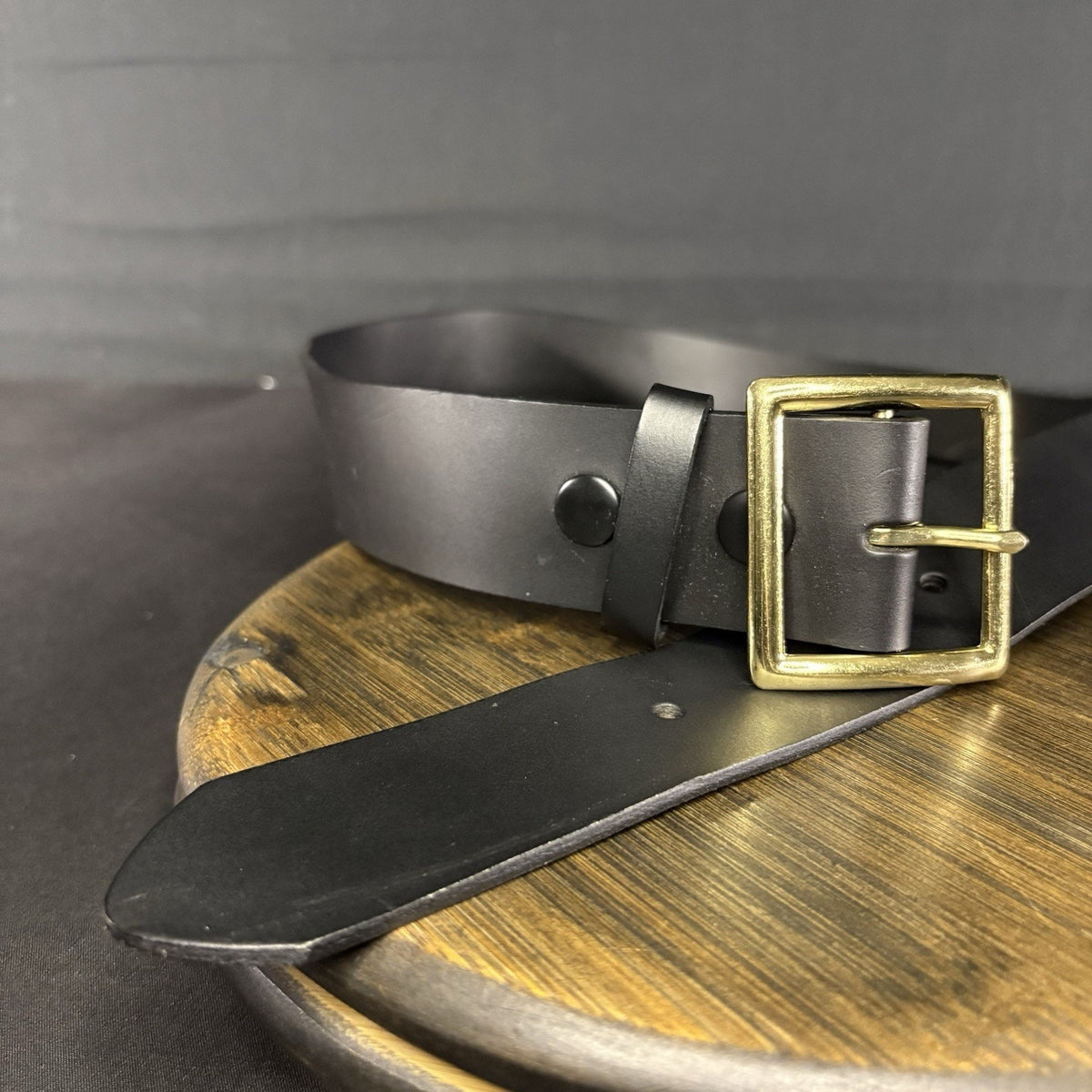 Galls Off Duty Belt Size 42” Plain Black Leather w/ Brass Buckle LP1213 Law Pro
