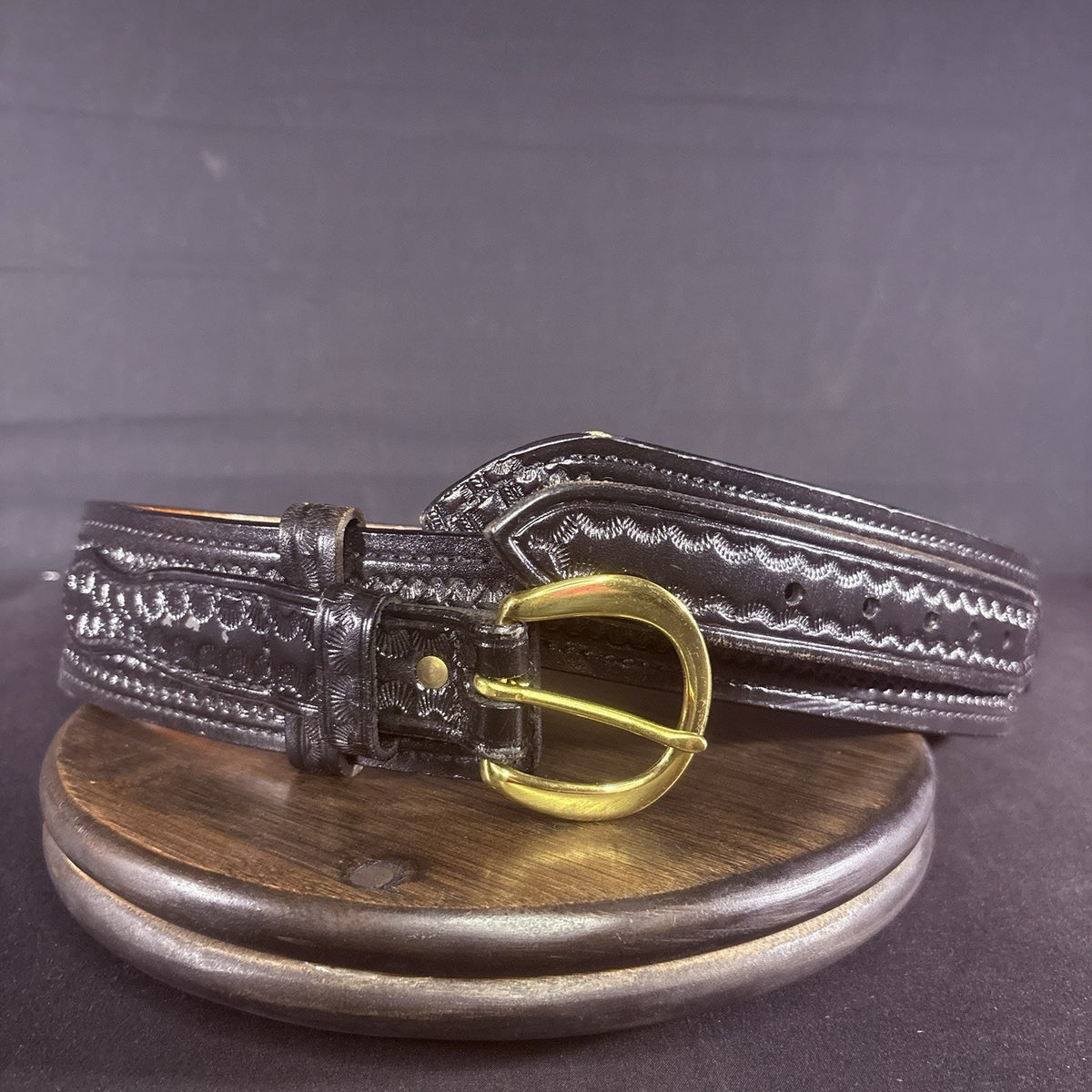 Don Hume Duty Belt Size 30" B106 Basketweave Black Leather Brass Buckle