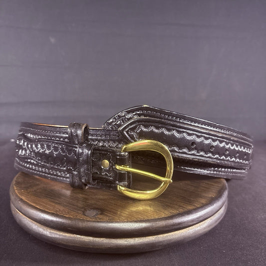 Don Hume Duty Belt Size 30" B106 Basketweave Black Leather Brass Buckle