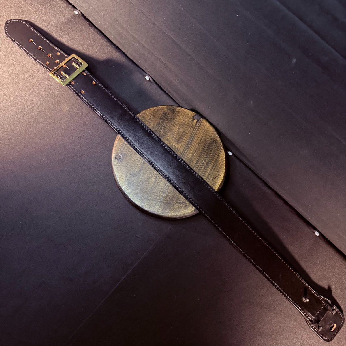 Dutyman Sam Browne Duty Belt Size 28" Black Leather Brass Buckle 2.25" Wide