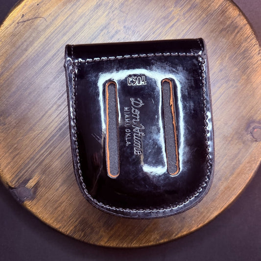 Don Hume Leather Handcuff Case Duty Pouch Hi-Gloss Black Brass Snap C304