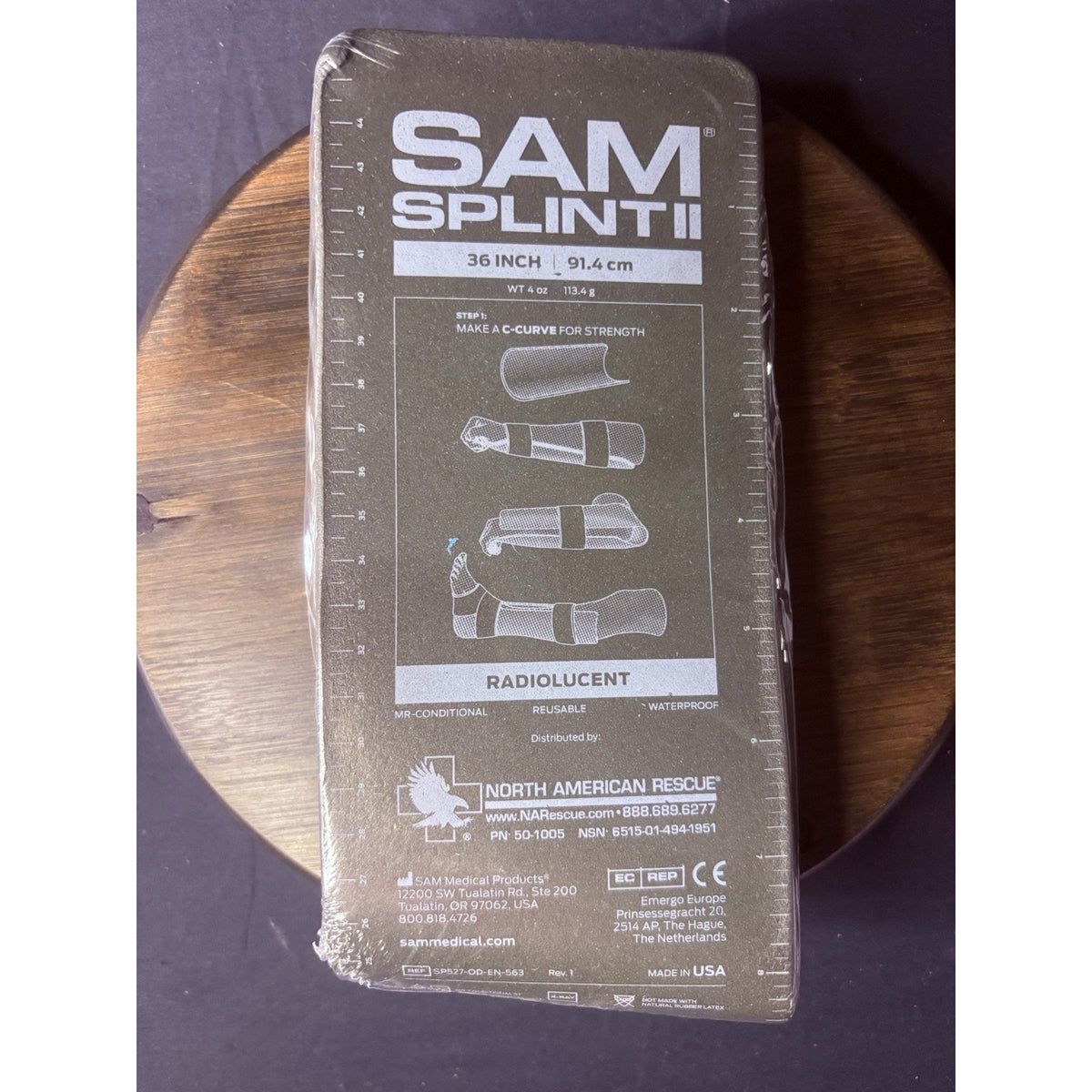 36" SAM Splint II For First Aid Kit, Gray SAM Splints, Army Style for Trauma