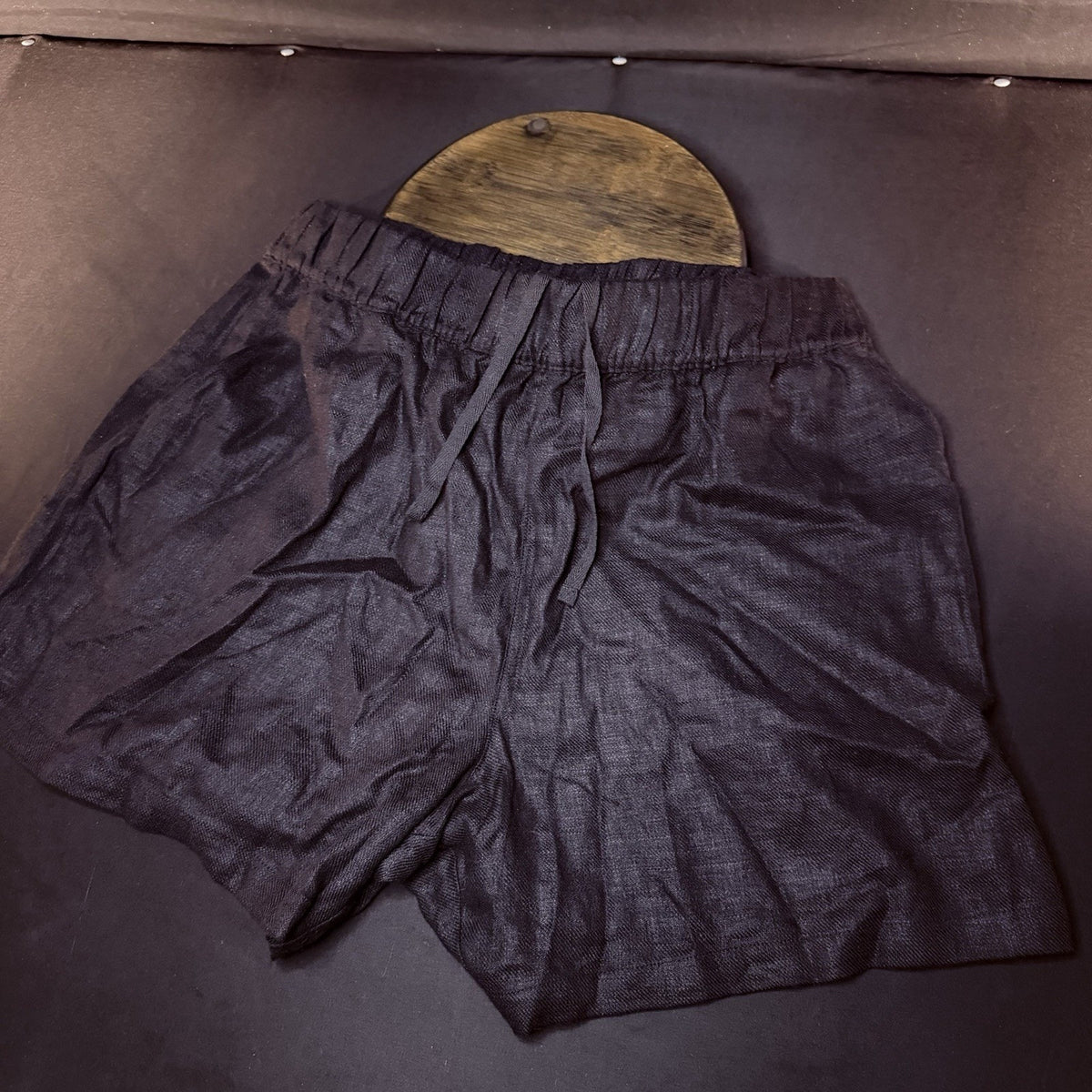 BLANKNYC Linen Blend Black Shorts Size Large High Rise Elastic Waist 5" Inseam