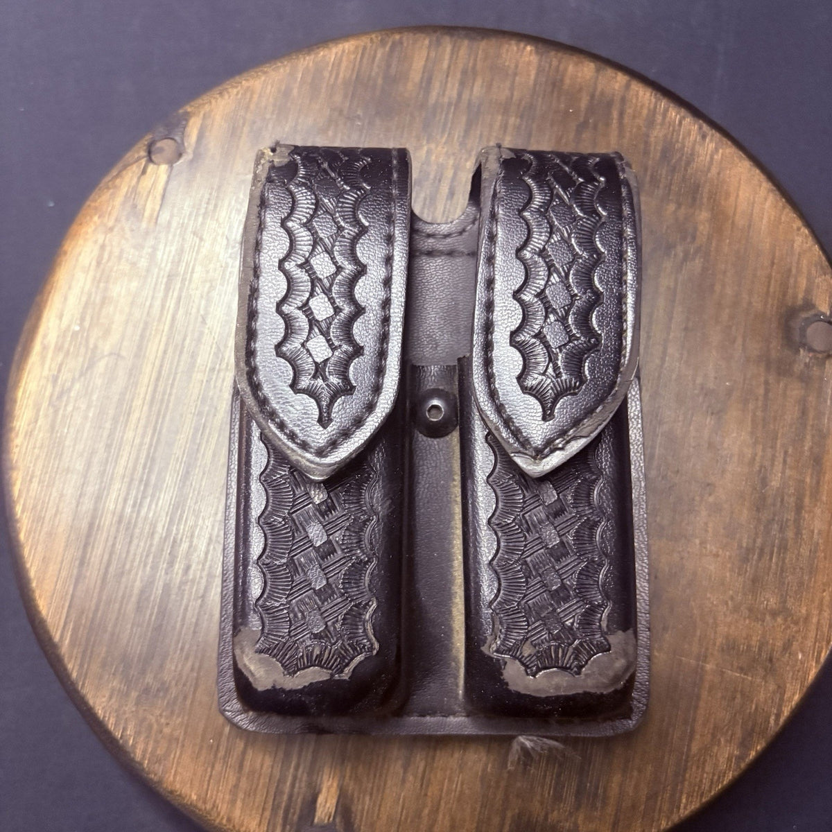 Safariland Double Magazine Pouch GLOCK 20/21 Leather 77 Basketweave Hidden Snap