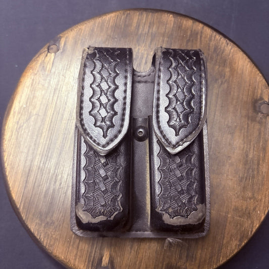 Safariland Double Magazine Pouch GLOCK 20/21 Leather 77 Basketweave Hidden Snap