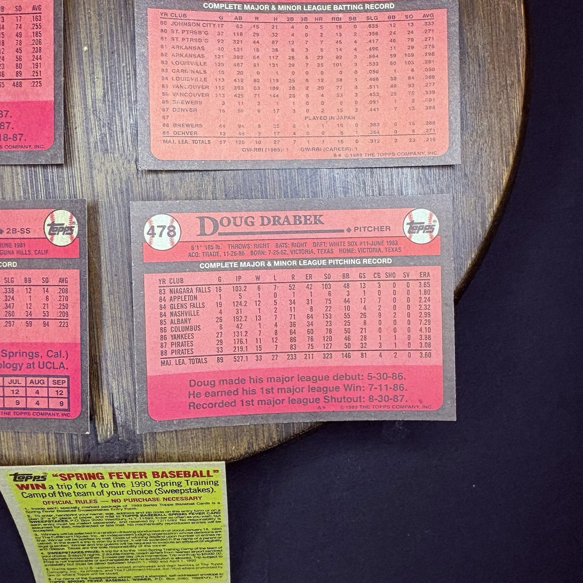 1989 Topps High Grade MLB Card #534, #622, #239, #338, #102, #478, Company Store