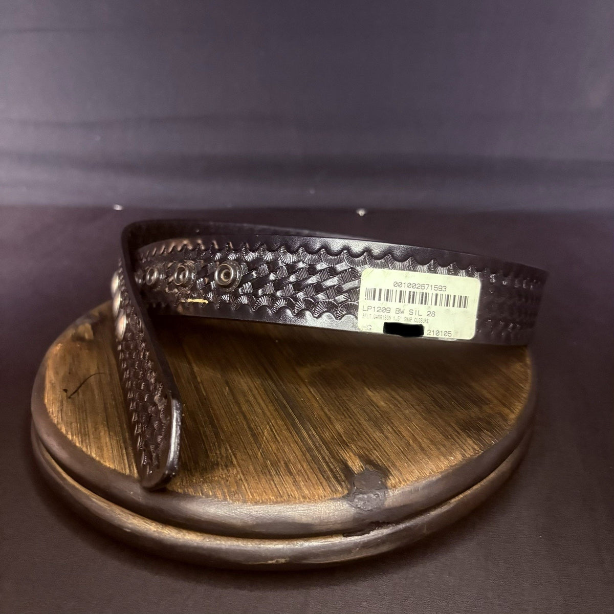 Dutyman Garrison Duty Belt Size 28" Chrome 3 Snap Closure Basketweave Leather