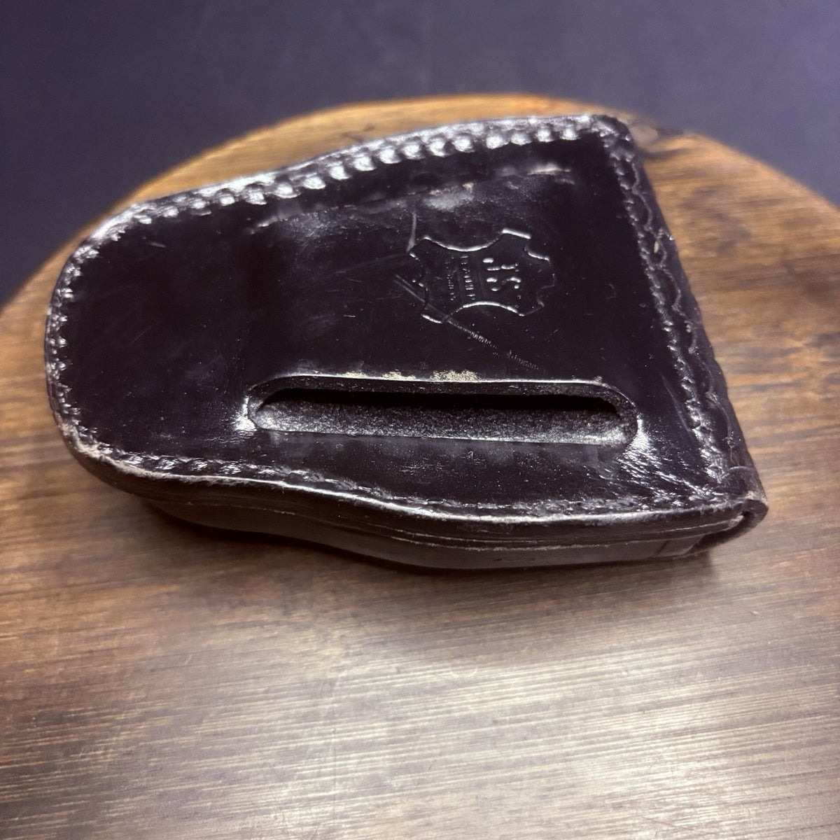 JS Leather Handcuff Case Black Basketweave Duty Belt Case, Hidden Snap