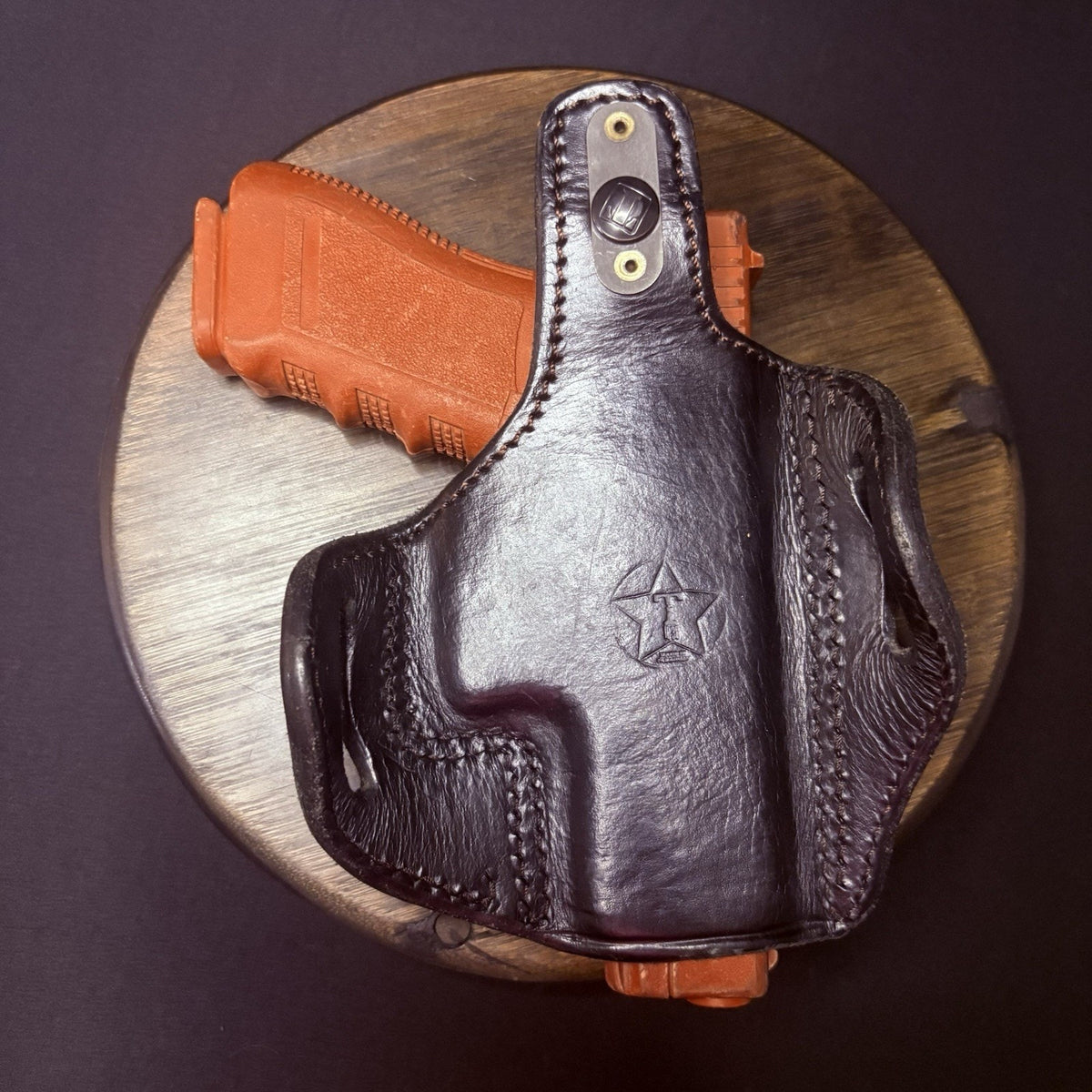 Taguna Texas 1836 Glock 19 / 17 Holster Black Stiched Leather, Double Belt Loop