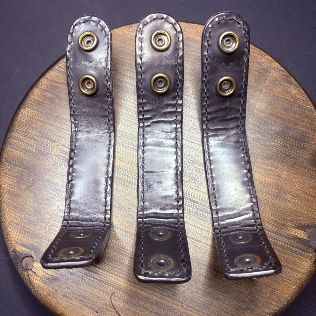 Thick Leather Duty Belt Keepers 3 With Hidden Double Snaps Black Basketweave