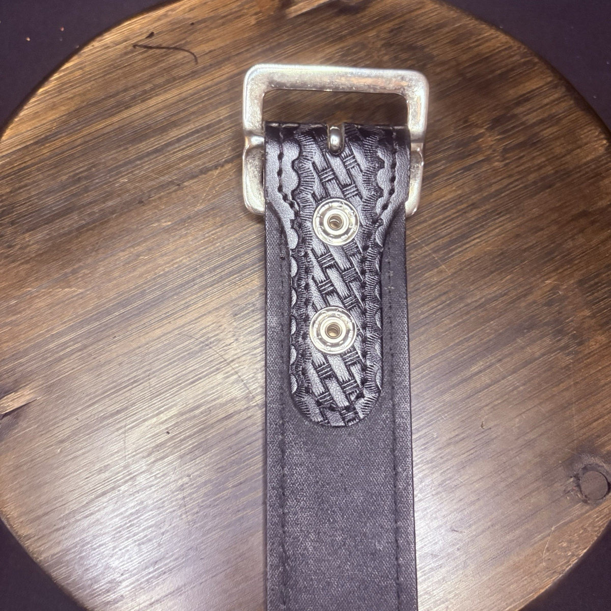 Duty Belt Size 28" Waist Black Basketweave Chrome Buckle