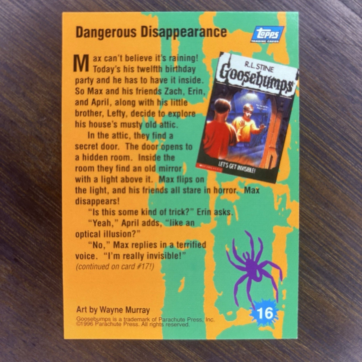 1996 Goosebumps Dangerous Disappearance #16 High Grade Trading Card, See Photos