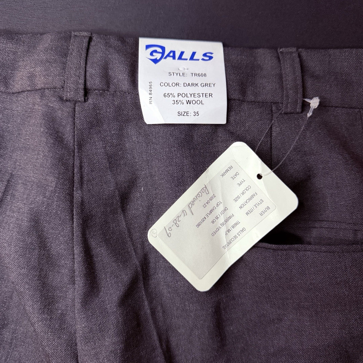 Galls Service Dress Pants Size 35 Unhemmed Dark Grey Class A Uniform TR608