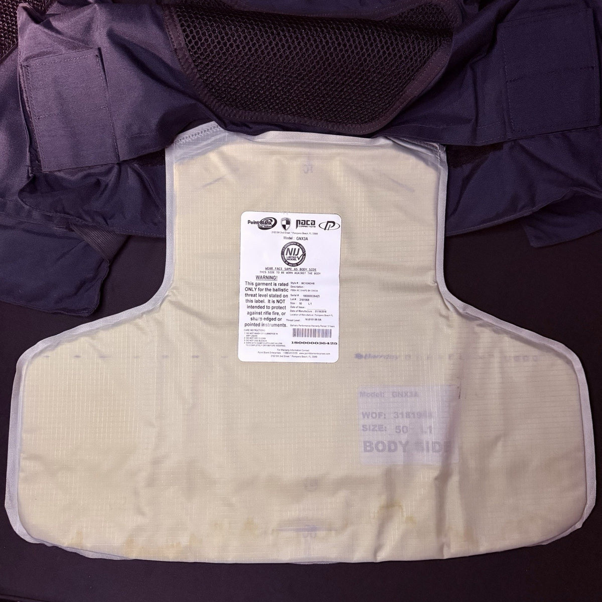 PB Tactical 3A Carrier Vest Size Large 50 Long Ballistic IIIA w/Vented Padding