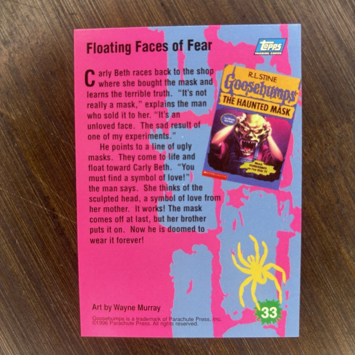 1996 Floating Faces Of Fear 33 R.L.Stine Goosebumps Trading Card, High Grade