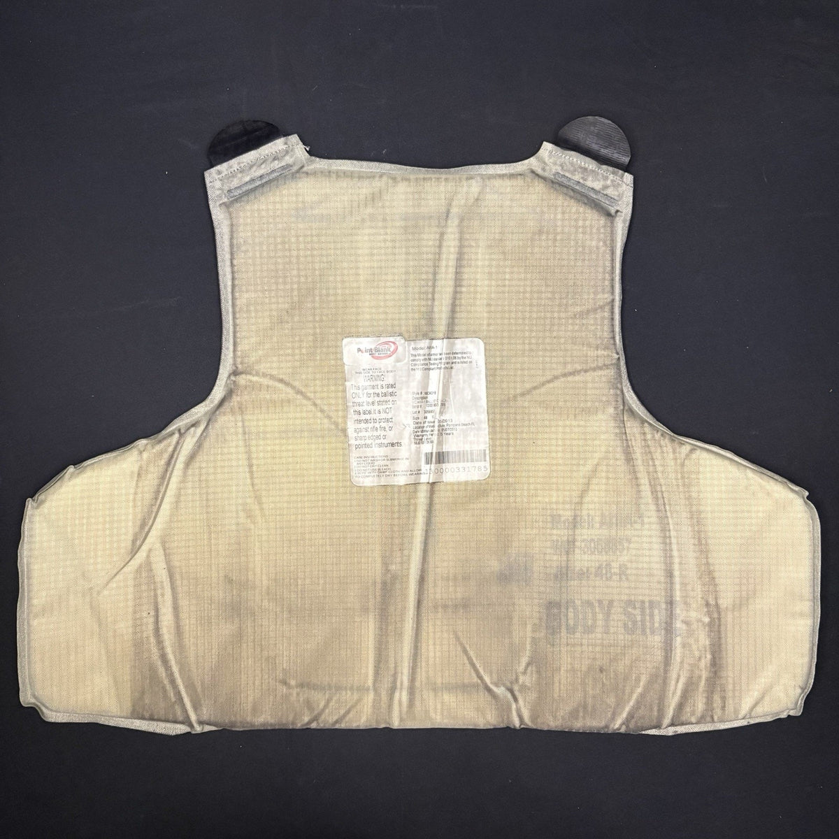 PB Armor 3A Bullet Proof Vest IIIA Size Large w/ Trauma Plate Concealable Vest